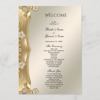 Programme de mariage floral orné or
