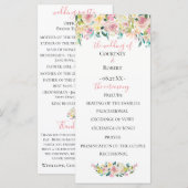 Programme de mariage floral pastel d'été (Devant / Derrière)