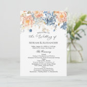 Programme de mariage Floral Peach Blush Blue (Debout devant)
