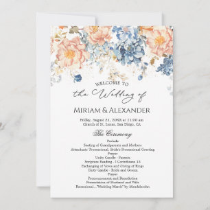 Programme de mariage Floral Peach Blush Blue