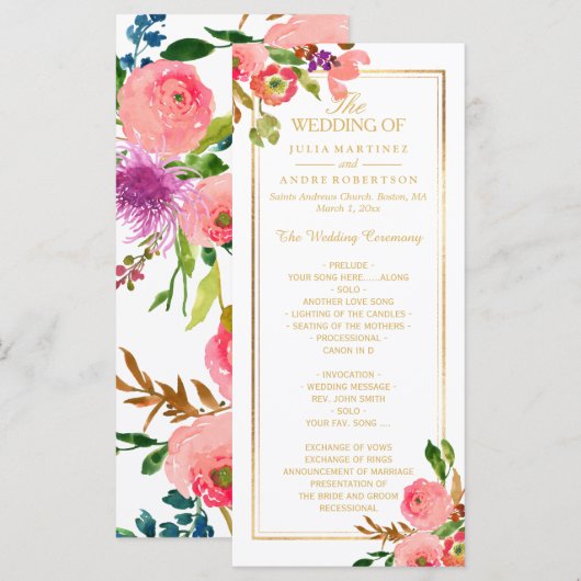 Programme de mariage floral PixDezines (Devant / Derrière)