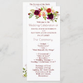 Programme de mariage floral pour le vin blanc (Devant / Derrière)