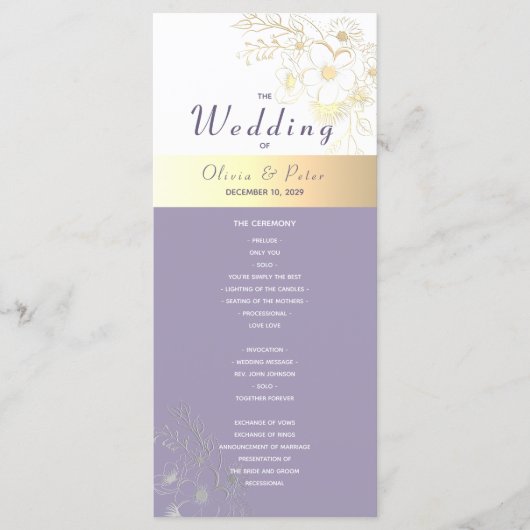 Programme de mariage floral pourpre (Devant)