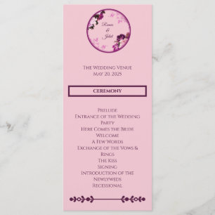 Programme de mariage floral pourpre
