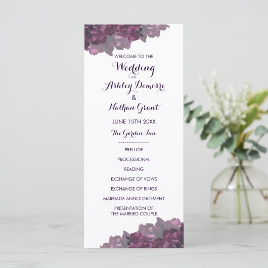 Programme de mariage floral pourpre (Debout devant)