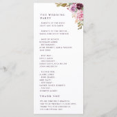 Programme de mariage floral pourpre d'aquarelle (Dos)