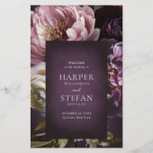 Programme de mariage floral pourpre élégant et max (Devant)