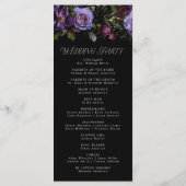 Programme de mariage floral pourpre gothique lunat (Dos)
