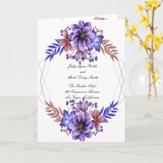 Programme De Mariage Floral Purple Et Blue Waterco (Fleur jaune)