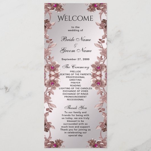 Programme de mariage floral rose (Devant)