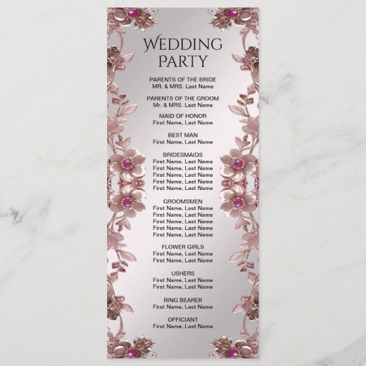 Programme de mariage floral rose (Dos)