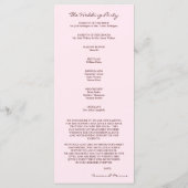 Programme de mariage floral rose (Dos)