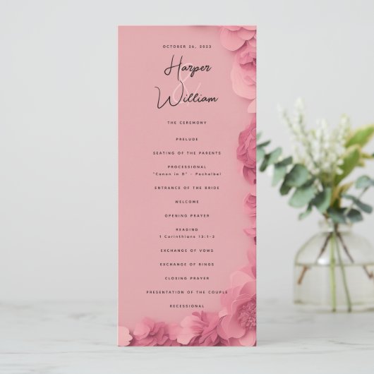 programme de mariage floral rose (Debout devant)