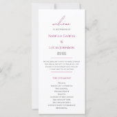 Programme de mariage floral rose aquarelle (Devant)