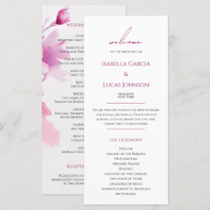 Programme de mariage floral rose aquarelle