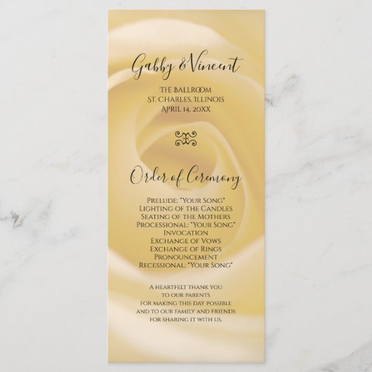 Programme de mariage floral Rose blanche (Devant)