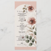 Programme de mariage floral rose de la rose du dés (Dos)