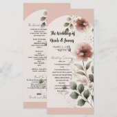 Programme de mariage floral rose de la rose du dés (Devant / Derrière)