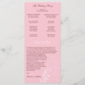 Programme de mariage floral rose doux (Dos)