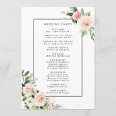 Programme de mariage floral rose épanoui (Dos)