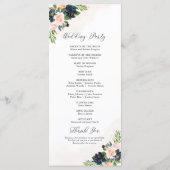 Programme de mariage floral rose et bleu marine (Dos)