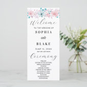 Programme de mariage floral rose et bleu simple (Debout devant)