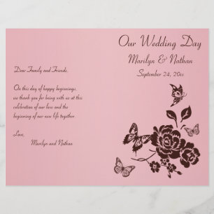Programme de mariage floral rose et Brown