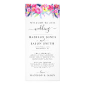 Programme de mariage floral rose et jaune chaud (Devant)