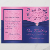 Programme de mariage floral rose et marine (Devant)
