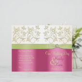 Programme de mariage floral rose et vert (Debout devant)