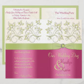 Programme de mariage floral rose et vert (Devant / Derrière)