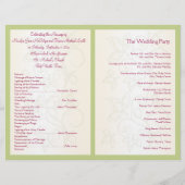 Programme de mariage floral rose et vert (Dos)