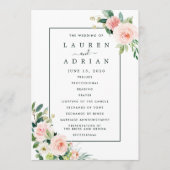 Programme de mariage floral rose pâle en fleurs (Devant)