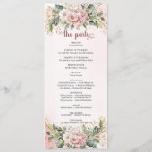 Programme de mariage floral rose poudré raffiné (Dos)