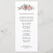 Programme de mariage floral rose poussiéreux (Dos)