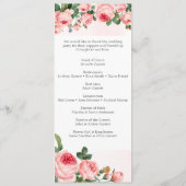 Programme de mariage floral rose rose gênée (Dos)