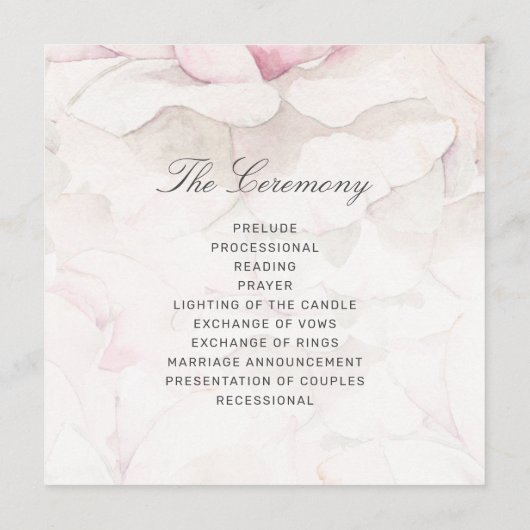 Programme de mariage floral rose rose moderne (Dos)