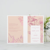 Programme de mariage floral rose rose rose (Debout devant)