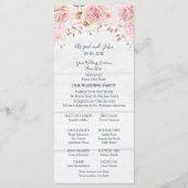 Programme de mariage floral rose rustique de print (Dos)
