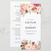 Programme de mariage floral rose vif (Devant / Derrière)