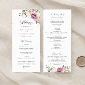 Programme de mariage floral rose violet verdure