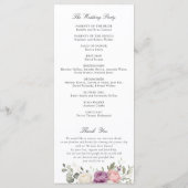 Programme de mariage floral rose violet verdure (Dos)