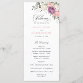 Programme de mariage floral rose violet verdure (Devant)