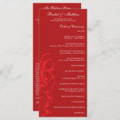 Programme de mariage floral rouge (Devant / Derrière)