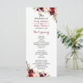 Programme de mariage floral rouge Bourgogne (Debout devant)