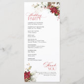Programme de mariage floral rouge de Noël (Dos)