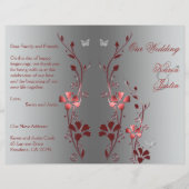 Programme de mariage floral rouge et argent (Devant)