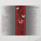 Programme de mariage floral rouge et argent (Dos)