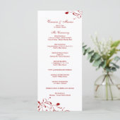 Programme de mariage floral rouge et blanc (Debout devant)