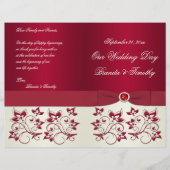 Programme de mariage floral rouge et ivoire (Devant)